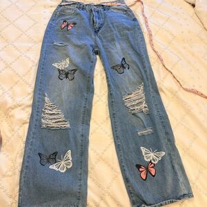 distressed wide leg jeans curvy size 6